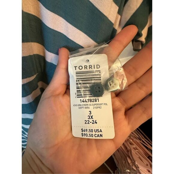 Torrid Super Soft Green Stripe Polo Skater Dress Size 3 NWT - Picture 4 of 5